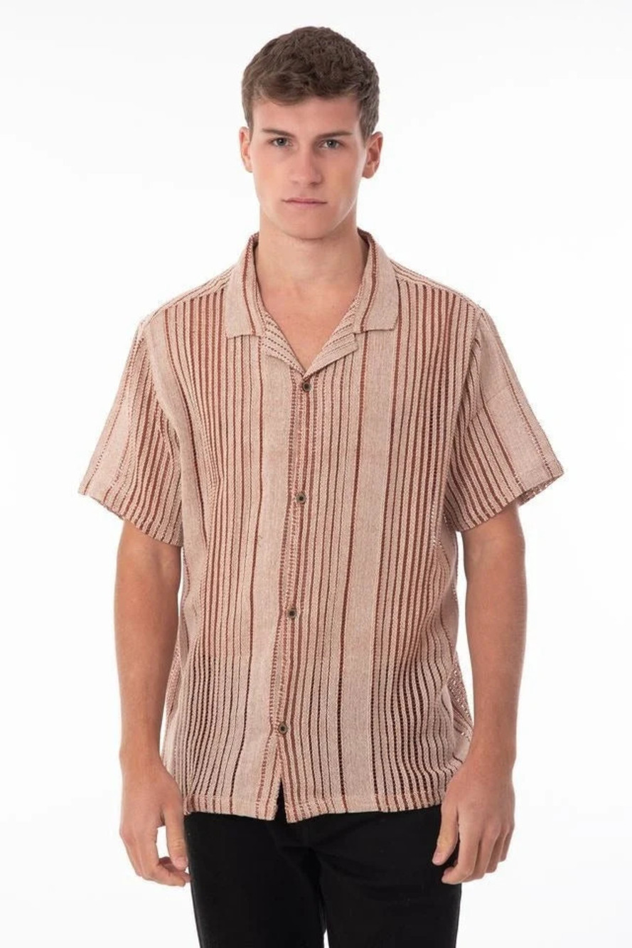 NOLS Brown Cotton Textured Shirt/31980